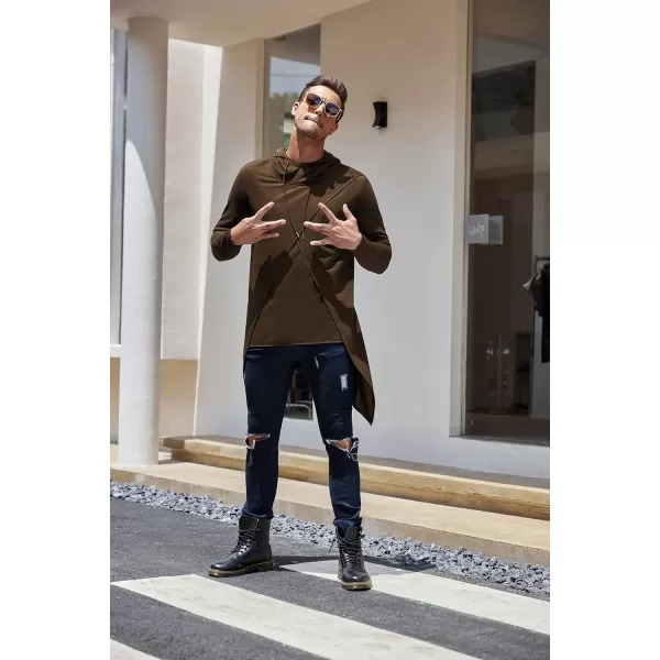 COOFANDY Men's Slim Fit Hoodie Lightweight Hooded Sweatshirt Casual Hip Hop Long Length Cloak Hooded Cape Pullover