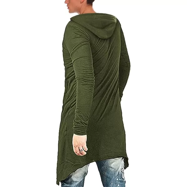 COOFANDY Men's Slim Fit Hoodie Lightweight Hooded Sweatshirt Casual Hip Hop Long Length Cloak Hooded Cape Pullover