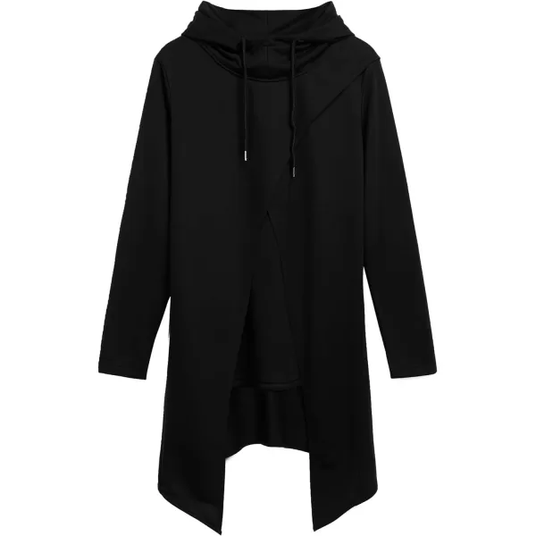 COOFANDY Men's Slim Fit Hoodie Lightweight Hooded Sweatshirt Casual Hip Hop Long Length Cloak Hooded Cape Pullover