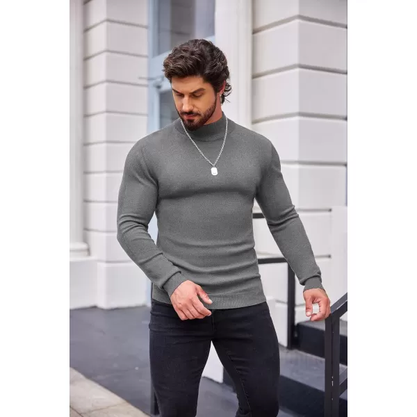 COOFANDY Men's Slim Fit Mock Turtleneck Pullover Sweater Casual Basic Knitted Thermal Sweaters