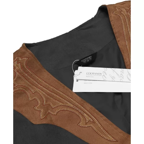 COOFANDY Men's Suede Leather Suit Vest Casual Western Vest Jacket Slim Fit Vest Waistcoat)