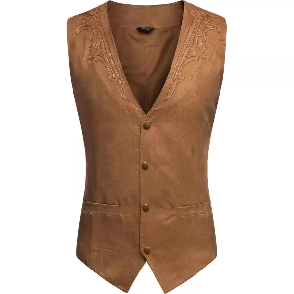 COOFANDY Men's Suede Leather Suit Vest Casual Western Vest Jacket Slim Fit Vest Waistcoat)