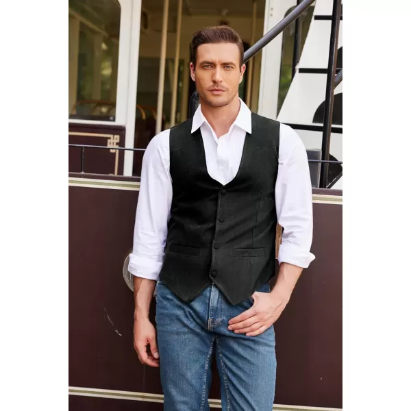 COOFANDY Men's Suede Leather Suit Vest Casual Western Vest Jacket Slim Fit Vest Waistcoat