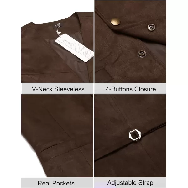 COOFANDY Men's Suede Leather Suit Vest Casual Western Vest Jacket Slim Fit Vest Waistcoat