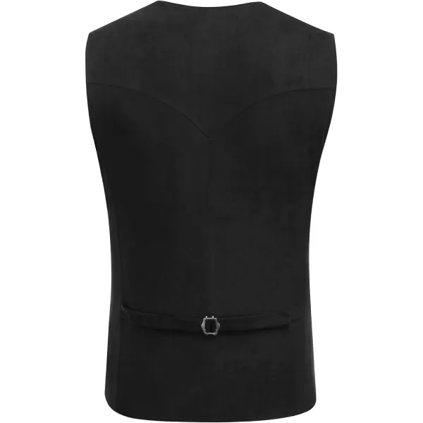 COOFANDY Men's Suede Leather Suit Vest Casual Western Vest Jacket Slim Fit Vest Waistcoat