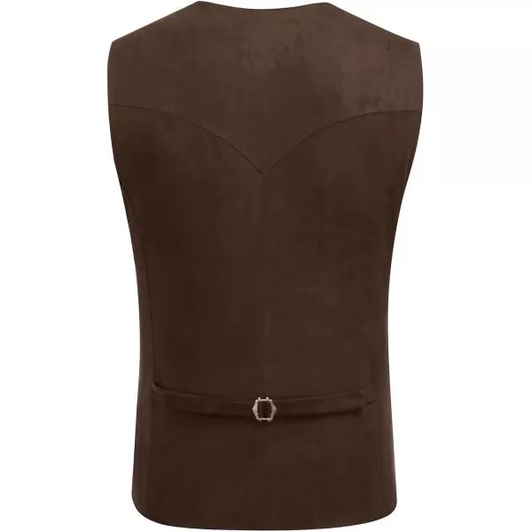 COOFANDY Men's Suede Leather Suit Vest Casual Western Vest Jacket Slim Fit Vest Waistcoat