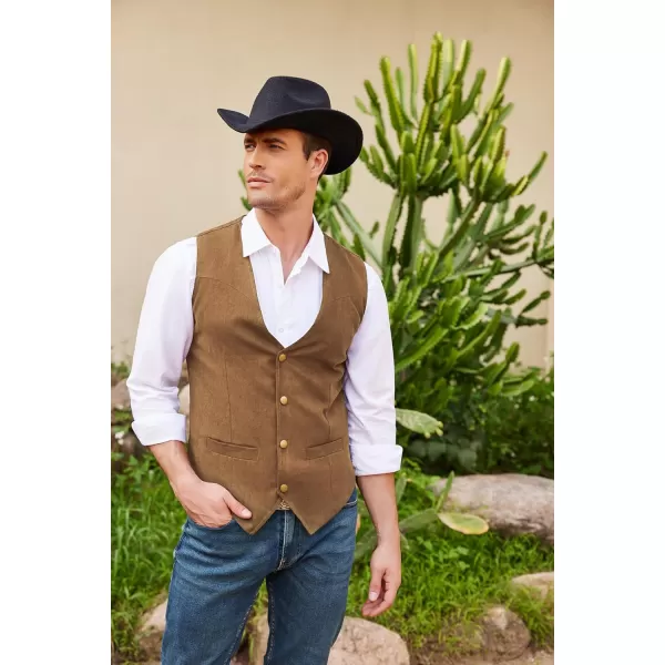COOFANDY Men's Suede Leather Suit Vest Casual Western Vest Jacket Slim Fit Vest Waistcoat