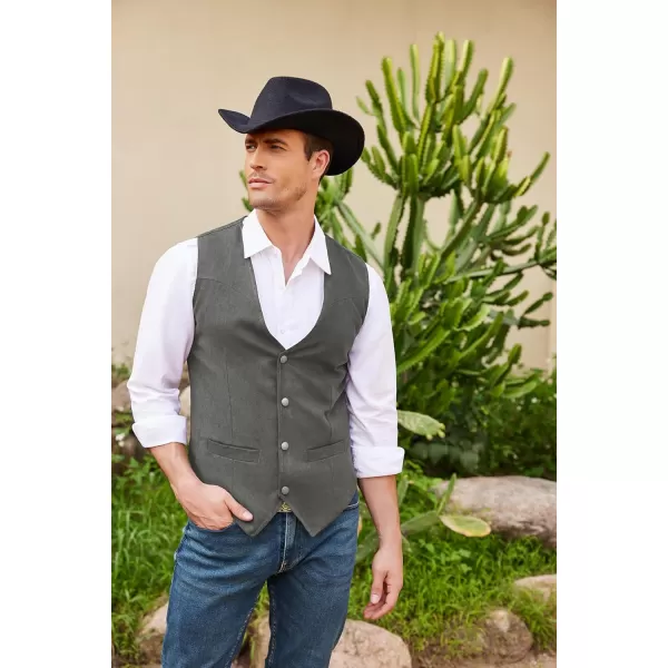 COOFANDY Men's Suede Leather Suit Vest Casual Western Vest Jacket Slim Fit Vest Waistcoat
