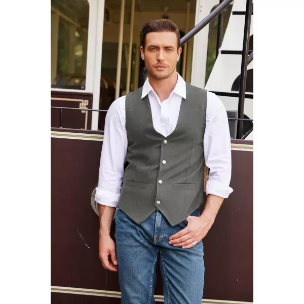 COOFANDY Men's Suede Leather Suit Vest Casual Western Vest Jacket Slim Fit Vest Waistcoat