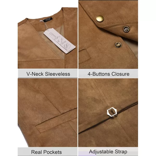COOFANDY Men's Suede Leather Suit Vest Casual Western Vest Jacket Slim Fit Vest Waistcoat