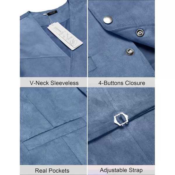 COOFANDY Men's Suede Leather Suit Vest Casual Western Vest Jacket Slim Fit Vest Waistcoat