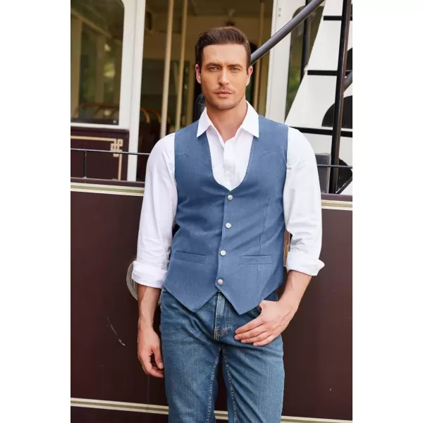 COOFANDY Men's Suede Leather Suit Vest Casual Western Vest Jacket Slim Fit Vest Waistcoat