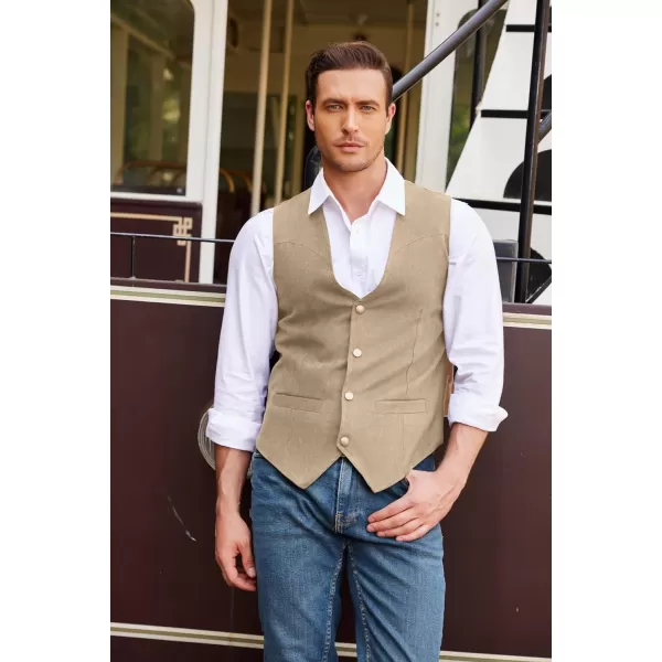 COOFANDY Men's Suede Leather Suit Vest Casual Western Vest Jacket Slim Fit Vest Waistcoat