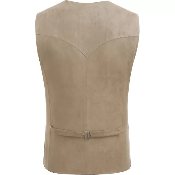 COOFANDY Men's Suede Leather Suit Vest Casual Western Vest Jacket Slim Fit Vest Waistcoat