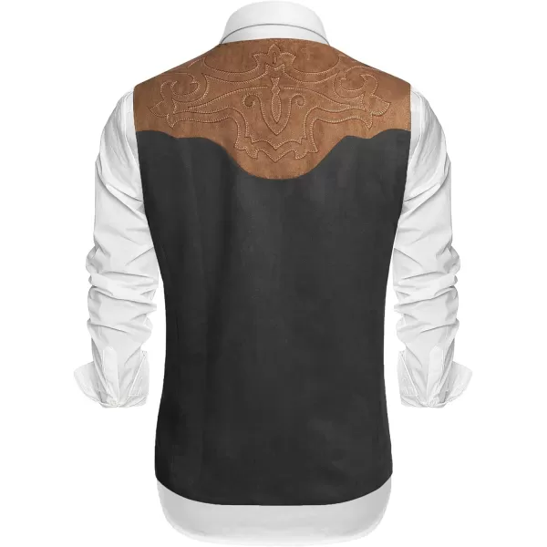COOFANDY Men's Suede Leather Suit Vest Casual Western Vest Jacket Slim Fit Vest Waistcoat)