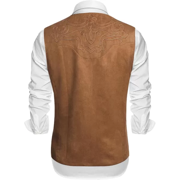 COOFANDY Men's Suede Leather Suit Vest Casual Western Vest Jacket Slim Fit Vest Waistcoat)