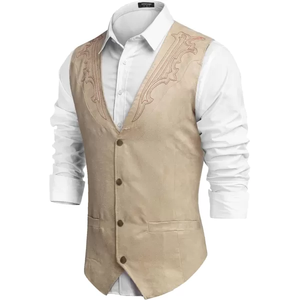 COOFANDY Men's Suede Leather Suit Vest Casual Western Vest Jacket Slim Fit Vest Waistcoat)