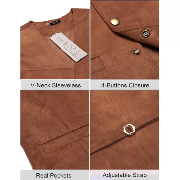 COOFANDY Men's Suede Leather Suit Vest Casual Western Vest Jacket Slim Fit Vest Waistcoat