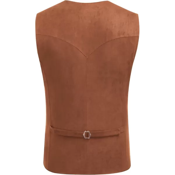 COOFANDY Men's Suede Leather Suit Vest Casual Western Vest Jacket Slim Fit Vest Waistcoat