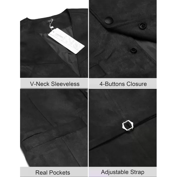 COOFANDY Men's Suede Leather Suit Vest Casual Western Vest Jacket Slim Fit Vest Waistcoat
