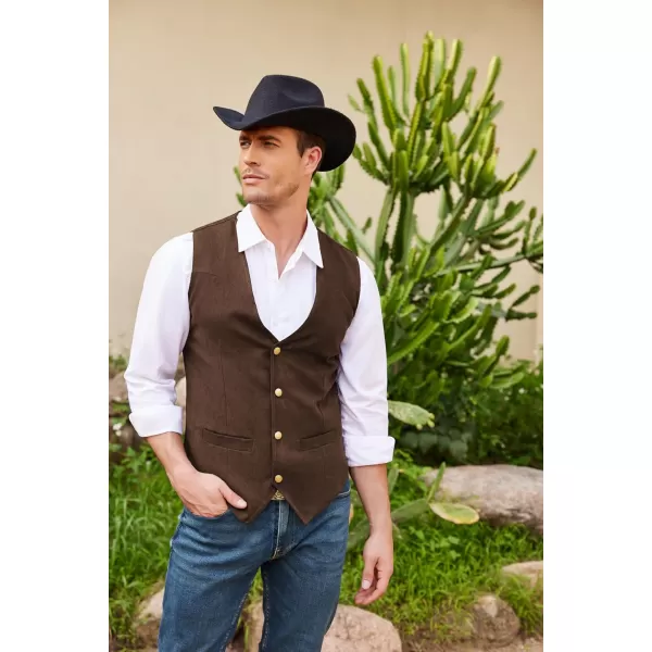 COOFANDY Men's Suede Leather Suit Vest Casual Western Vest Jacket Slim Fit Vest Waistcoat