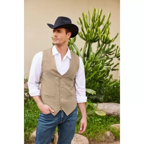 COOFANDY Men's Suede Leather Suit Vest Casual Western Vest Jacket Slim Fit Vest Waistcoat