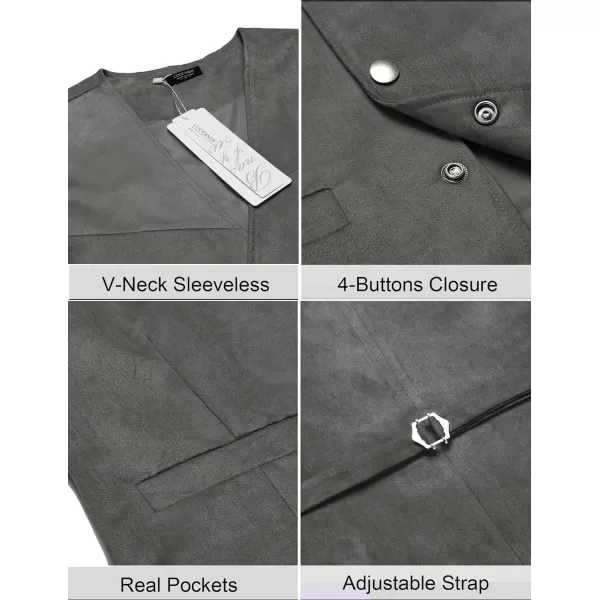 COOFANDY Men's Suede Leather Suit Vest Casual Western Vest Jacket Slim Fit Vest Waistcoat