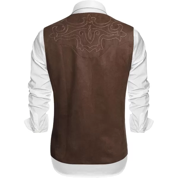 COOFANDY Men's Suede Leather Suit Vest Casual Western Vest Jacket Slim Fit Vest Waistcoat)