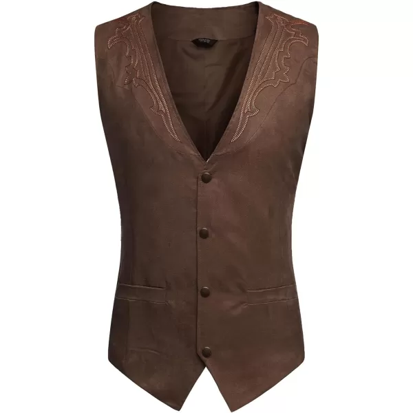 COOFANDY Men's Suede Leather Suit Vest Casual Western Vest Jacket Slim Fit Vest Waistcoat)