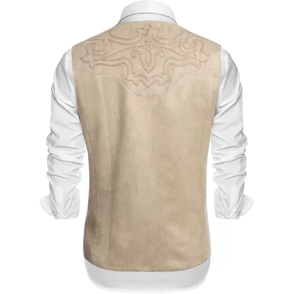 COOFANDY Men's Suede Leather Suit Vest Casual Western Vest Jacket Slim Fit Vest Waistcoat)
