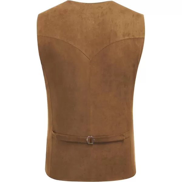 COOFANDY Men's Suede Leather Suit Vest Casual Western Vest Jacket Slim Fit Vest Waistcoat