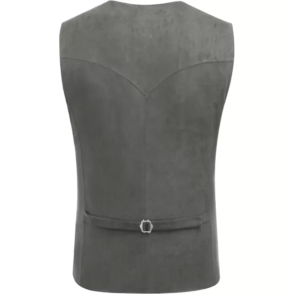 COOFANDY Men's Suede Leather Suit Vest Casual Western Vest Jacket Slim Fit Vest Waistcoat