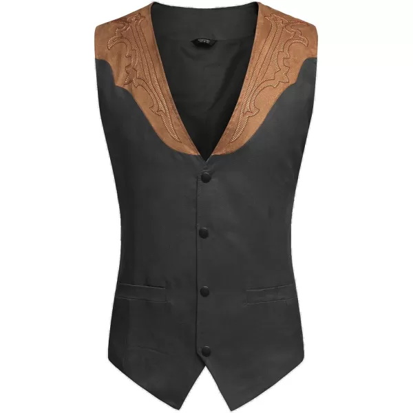 COOFANDY Men's Suede Leather Suit Vest Casual Western Vest Jacket Slim Fit Vest Waistcoat)