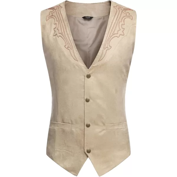 COOFANDY Men's Suede Leather Suit Vest Casual Western Vest Jacket Slim Fit Vest Waistcoat)