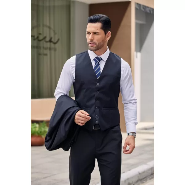 COOFANDY Men's Suit Jacket and Vest Set Slim Fit 2 Pieces Suits Two Button Blazer Jacket Formal Business Dress Vest