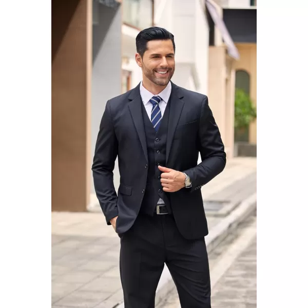 COOFANDY Men's Suit Jacket and Vest Set Slim Fit 2 Pieces Suits Two Button Blazer Jacket Formal Business Dress Vest