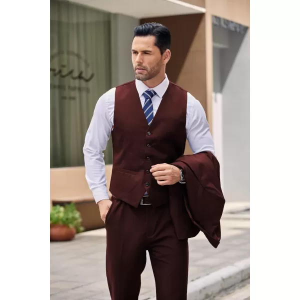 COOFANDY Men's Suit Jacket and Vest Set Slim Fit 2 Pieces Suits Two Button Blazer Jacket Formal Business Dress Vest