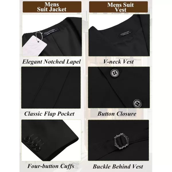 COOFANDY Men's Suit Jacket and Vest Set Slim Fit 2 Pieces Suits Two Button Blazer Jacket Formal Business Dress Vest