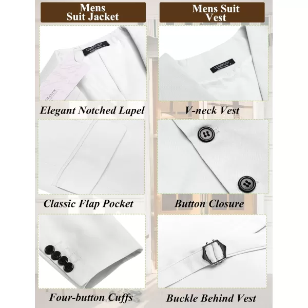 COOFANDY Men's Suit Jacket and Vest Set Slim Fit 2 Pieces Suits Two Button Blazer Jacket Formal Business Dress Vest