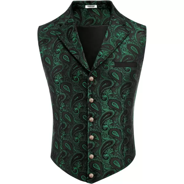 COOFANDY Mens Suit Vest Paisley Floral Victorian Vests Gothic Steampunk Formal Waistcoat Tuxedo Vests with Notched Lapels