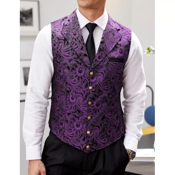 COOFANDY Mens Suit Vest Paisley Floral Victorian Vests Gothic Steampunk Formal Waistcoat Tuxedo Vests with Notched Lapels