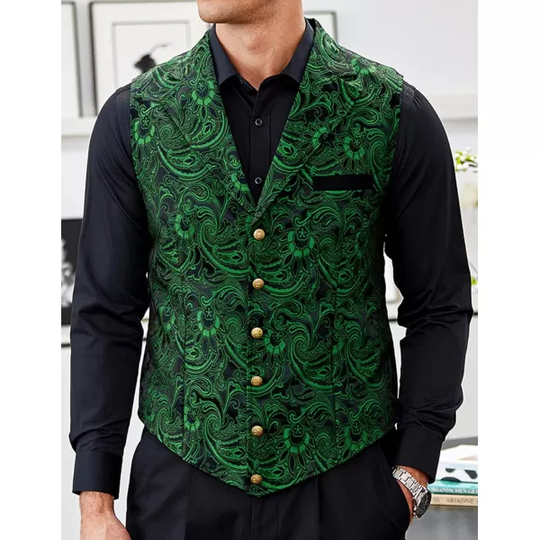 COOFANDY Mens Suit Vest Paisley Floral Victorian Vests Gothic Steampunk Formal Waistcoat Tuxedo Vests with Notched Lapels