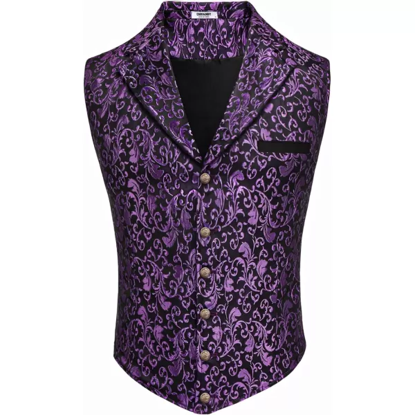 COOFANDY Mens Suit Vest Paisley Floral Victorian Vests Gothic Steampunk Formal Waistcoat Tuxedo Vests with Notched Lapels