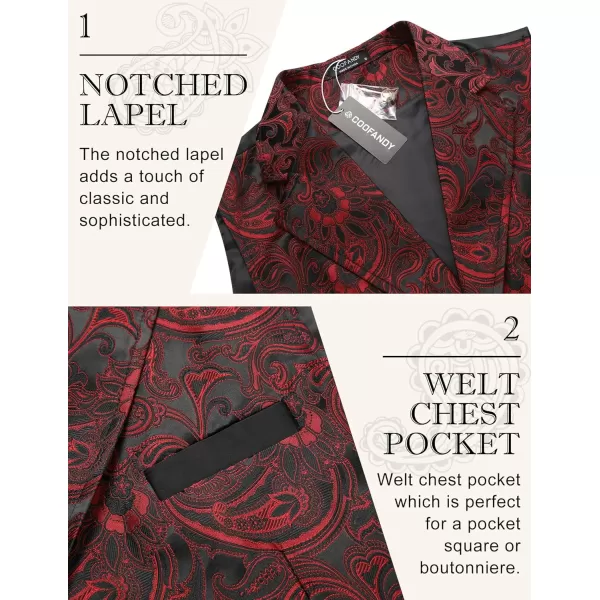 COOFANDY Mens Suit Vest Paisley Floral Victorian Vests Gothic Steampunk Formal Waistcoat Tuxedo Vests with Notched Lapels