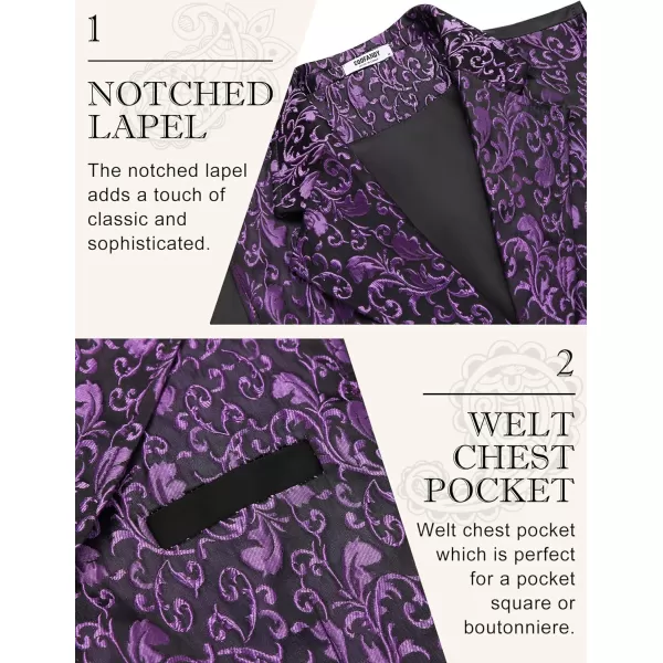COOFANDY Mens Suit Vest Paisley Floral Victorian Vests Gothic Steampunk Formal Waistcoat Tuxedo Vests with Notched Lapels