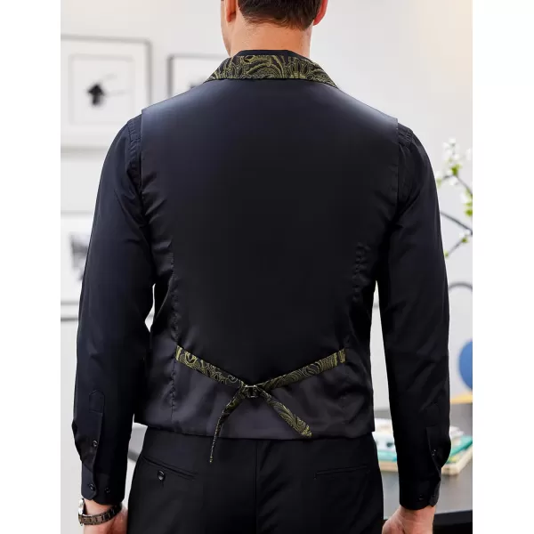 COOFANDY Mens Suit Vest Paisley Floral Victorian Vests Gothic Steampunk Formal Waistcoat Tuxedo Vests with Notched Lapels