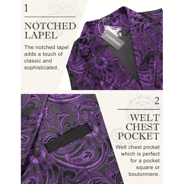 COOFANDY Mens Suit Vest Paisley Floral Victorian Vests Gothic Steampunk Formal Waistcoat Tuxedo Vests with Notched Lapels