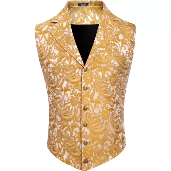 COOFANDY Mens Suit Vest Paisley Floral Victorian Vests Gothic Steampunk Formal Waistcoat Tuxedo Vests with Notched Lapels