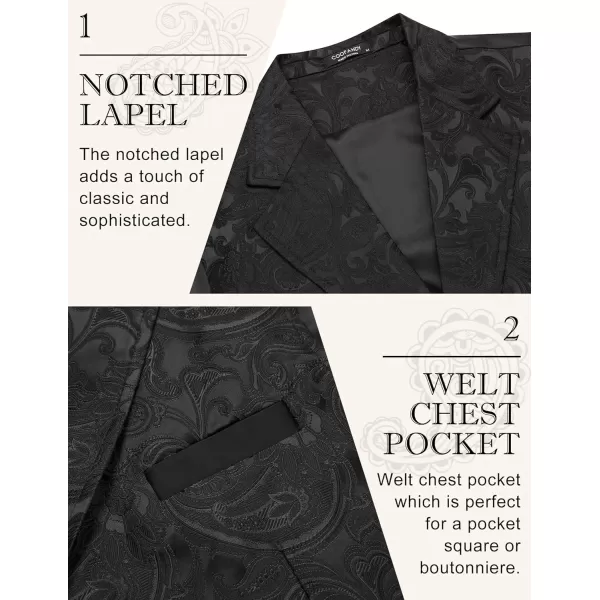 COOFANDY Mens Suit Vest Paisley Floral Victorian Vests Gothic Steampunk Formal Waistcoat Tuxedo Vests with Notched Lapels