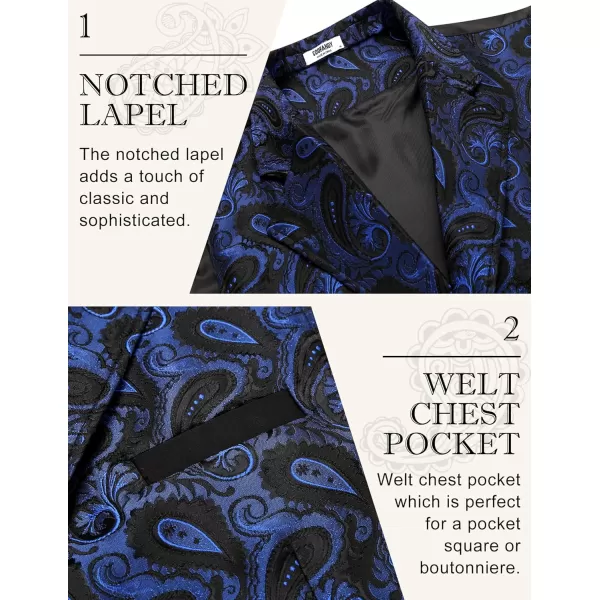 COOFANDY Mens Suit Vest Paisley Floral Victorian Vests Gothic Steampunk Formal Waistcoat Tuxedo Vests with Notched Lapels